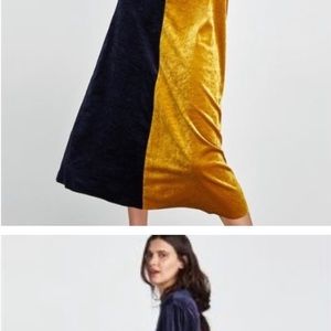 ZARA Velvet Color Block  Dress Size Small
